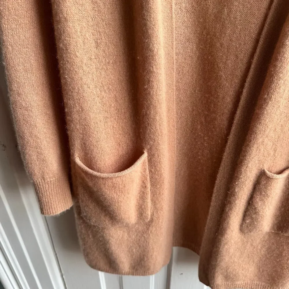 Magaschoni Open Front Cardigan Sweater Camel Tan Women’s Size Small